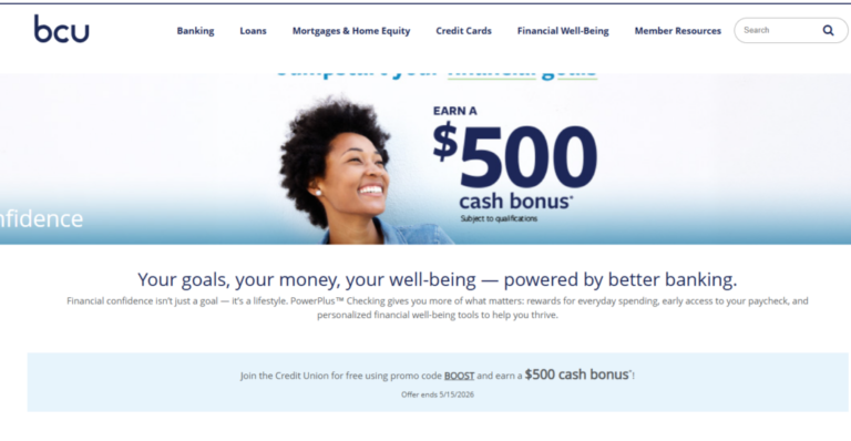 BCU Credit Union $500 Checking Bonus