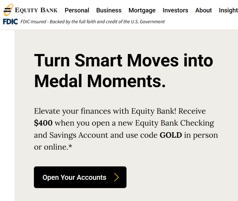[KS, MO, AR, OK & NE] Equity Bank $400 Checking Bonus