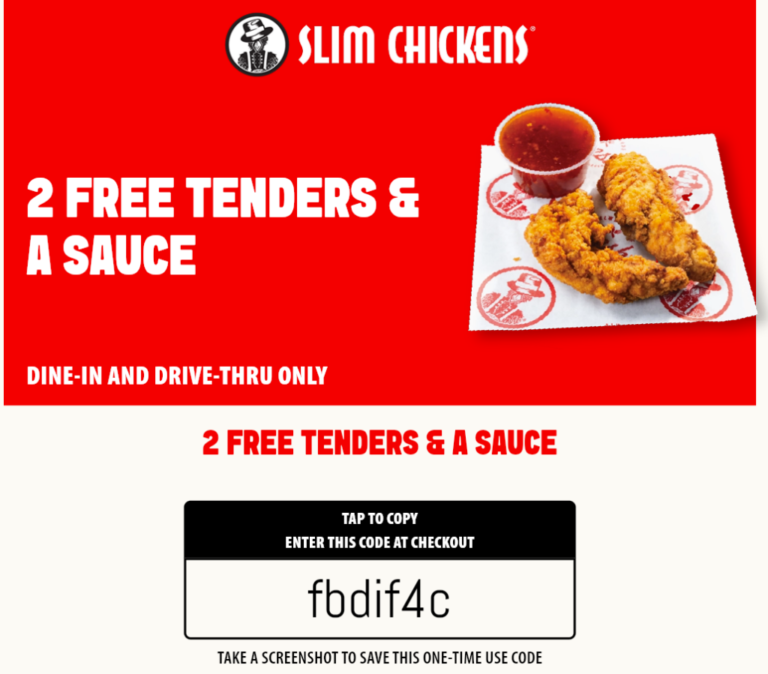 Slim Chickens: Two Free Tenders + Sauce