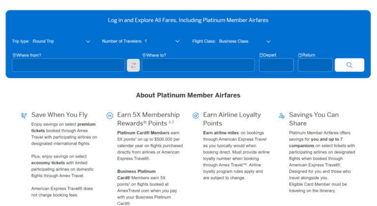 American Express Launches Platinum Member Airfares