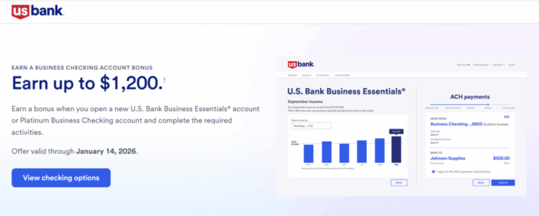 U.S. Bank $400-$1,500 Business Checking Bonus