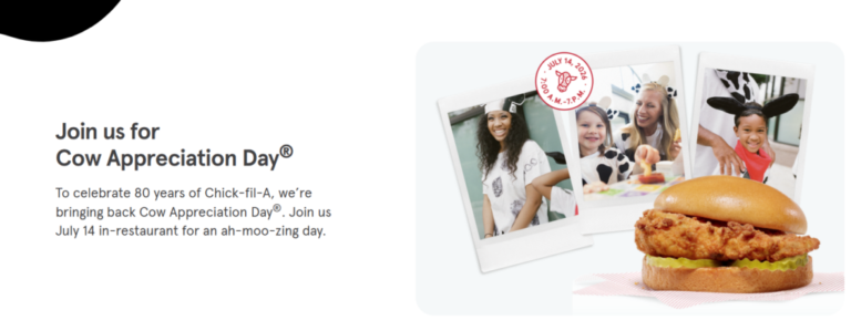 [7/14] Chick-fil-A: Dress Like A Cow & Get A Free Entree