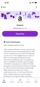 (YMMV) Rakuten App/Extension: Make $25 Amazon Purchase & Get $5/500 (Offer Can Be Done 3x)