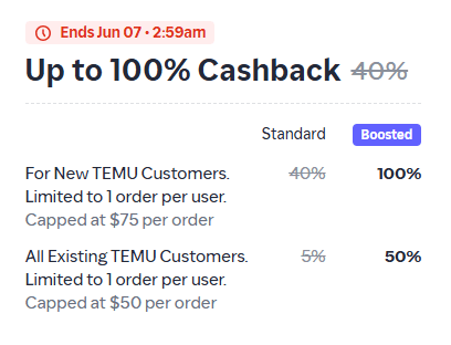 ShopBack: Earn Up to 100% Cashback at Temu