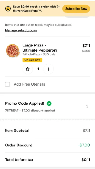 7-Eleven: Large Pizza for Just $0.11 with Promo Code
