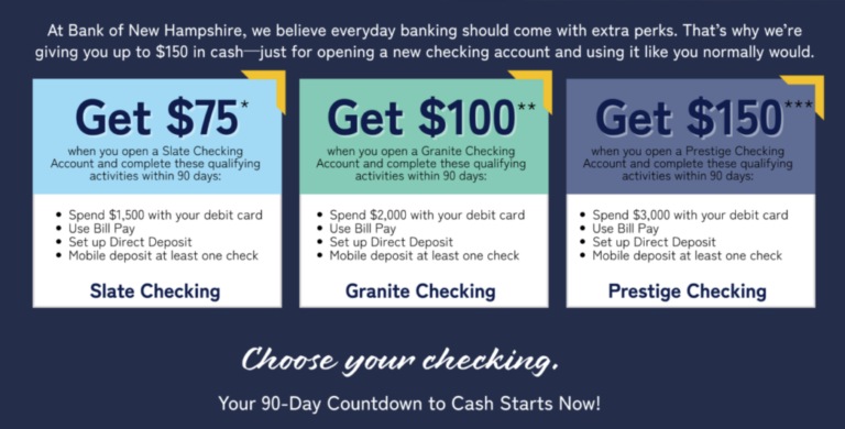 [NH] Bank Of New Hampshire Up To $150 Checking Bonus