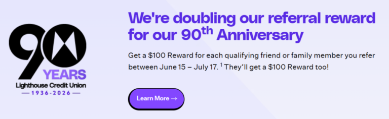 Lighthouse Credit Union $100 Referral Checking Bonus