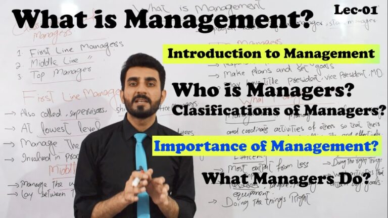 Lec-01 Introduction to Management | Classification of Managers| BBA,MBA