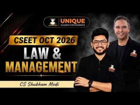 CSEET FREE | MANAGEMENT CHAP 8  LEC 1 | BUSINESS LAWS AND MANAGEMENT | OCT 2026