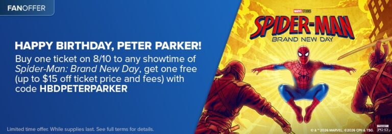 Fandango BOGO Tickets for Spider-Man: Brand New Day