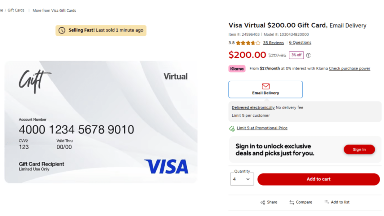 Staples Selling No-Fee $200 Virtual Visa Gift Cards