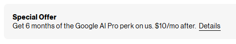 Verizon Offers 6 Months of Google AI Pro for Free (Targeted)