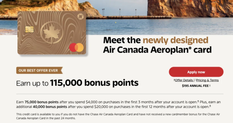 Chase Aeroplan Card Refresh: 115,000 Points Bonus, $195 Annual Fee, Keeps PYB, Adds Air Canada Benefits