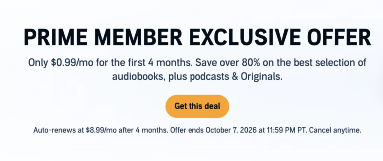 Amazon: Free Four Months Of Audible
