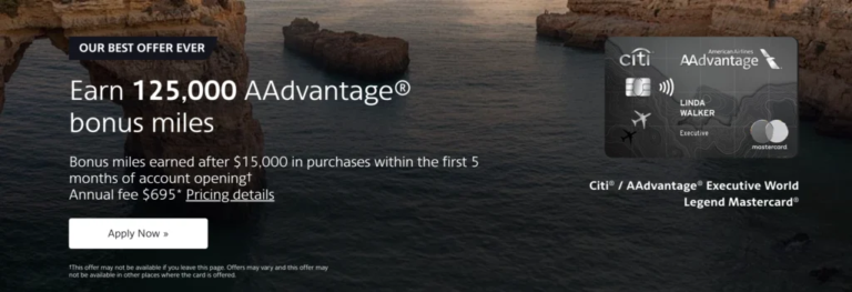 Citi AAdvantage Executive 125,000 Mile Offer