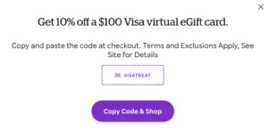10% Off Visa eGiftcards (Code VISATREAT)
