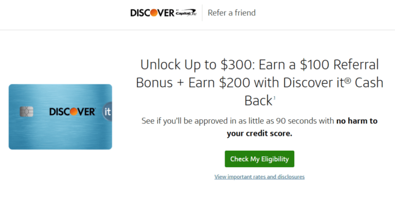 Discover it Cash Back Referral Offer: Up to $300 Combined Bonus
