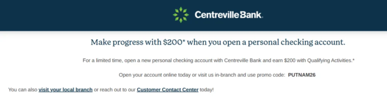 [CT, RI only] Centreville Bank $200 Checking Bonus