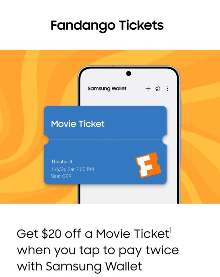$20 Off Fandango Movie Ticket When You Use Tap To Pay Twice