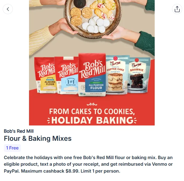Free Bob’s Red Mill Baking Or Flour Mix After Aisle Rebate (Up To $8.99)